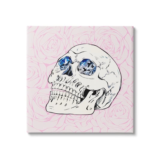 Stupell Industries Pink Roses Crystal Eyes Skull Canvas Wall Art